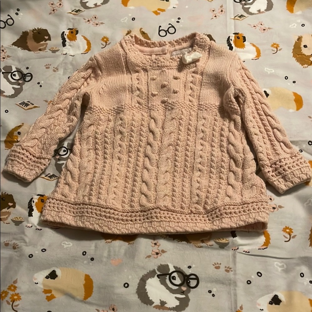 Baby Pink Cable Knit Sweater